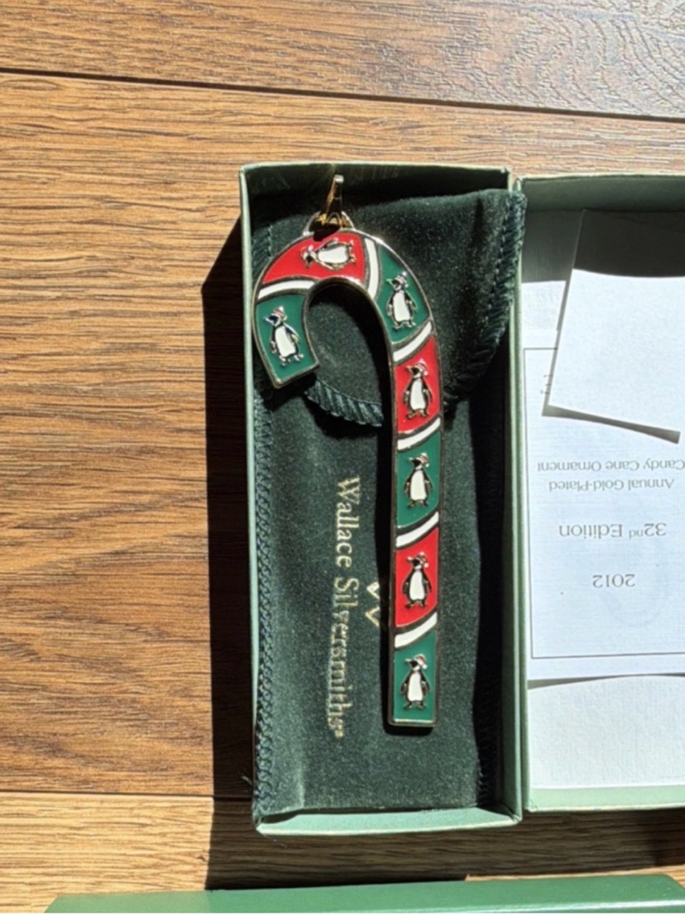 Wallace Silversmiths Holiday Candy Cane Pendant - Red & Green